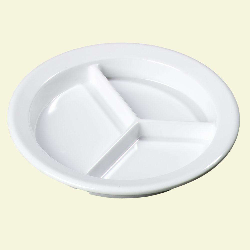 Carlisle 9.00 in. Diameter, 1.33 in. D Melamine 3-Compartment Plate ... Carlisle 9.00 in. Diameter, 1.33 in. D Melamine 3-Compartment Plate ...