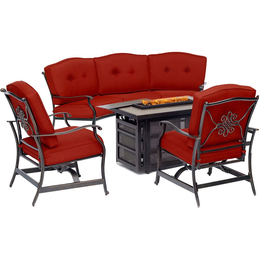 Hanover Traditions 4 Piece Aluminum Patio Fire Pit Seating Set