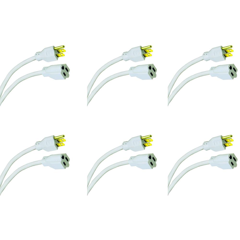 HDX 15 ft. 16/3 Indoor/Outdoor Extension Cord, White (6Pack)HD