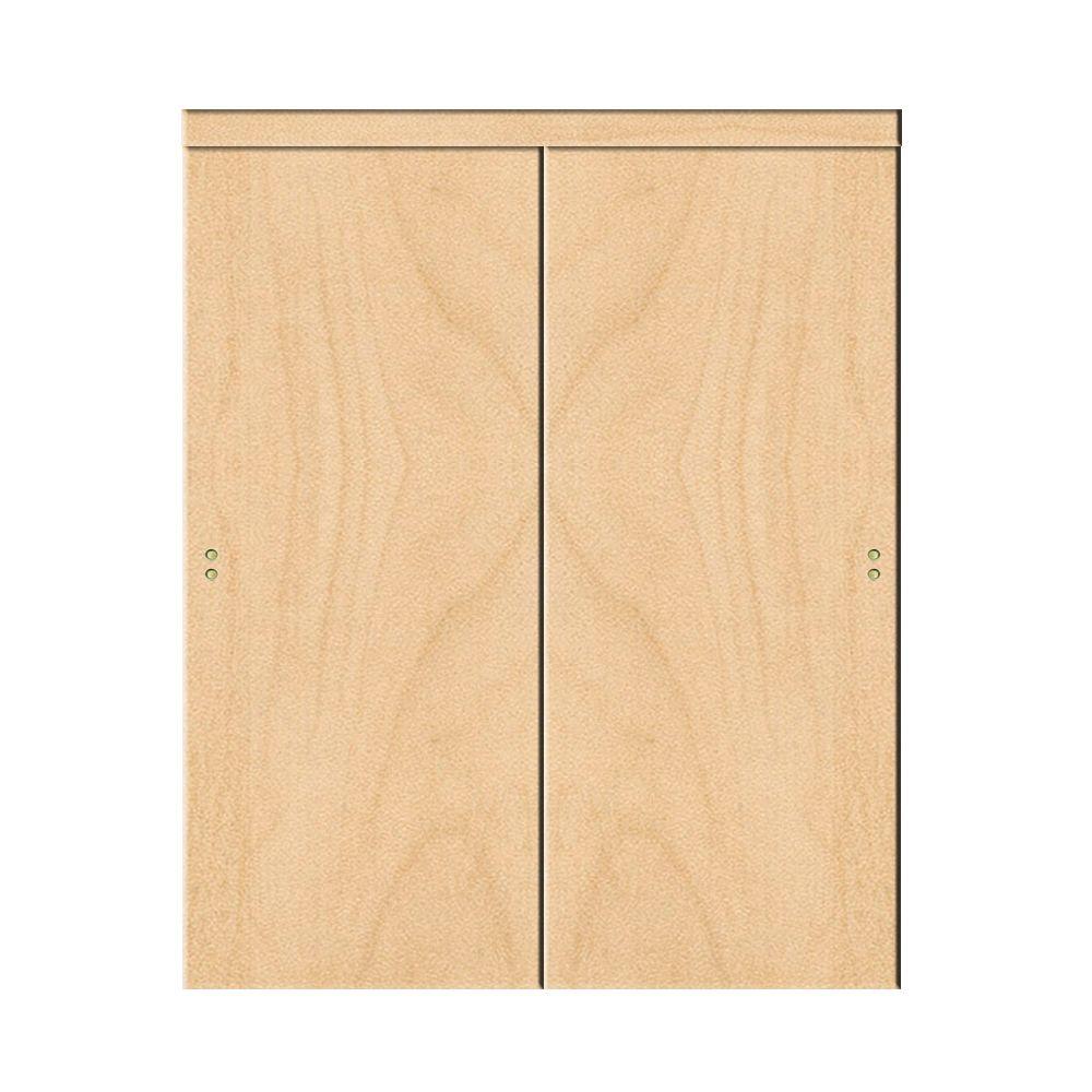 Impact Plus 60 In X 80 In Smooth Flush Solid Core Stain Grade Maple Mdf Interior Closet Sliding Door With Matching Trim