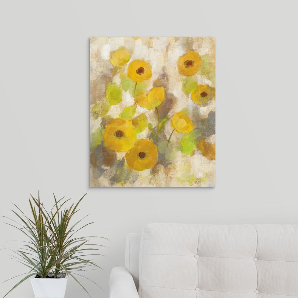 Floating Yellow Flowers Iii By Silvia Vassileva Canvas Wall Art