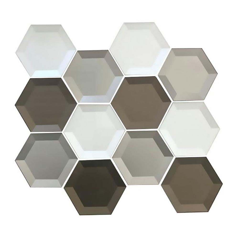 Backsplash 3x3 Tile Flooring The Home Depot Secret Dimensions Warm Gray White Bronze Mix Hexagon 8 75 In X 10 25