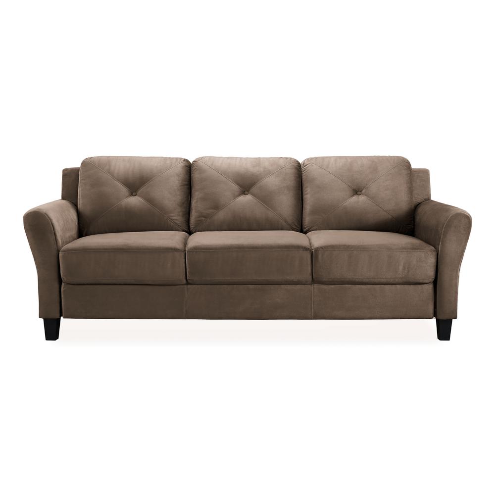 Lifestyle Solutions Harvard Microfiber Sofa With Rolled Arms In Harvard Microfiber Sofa