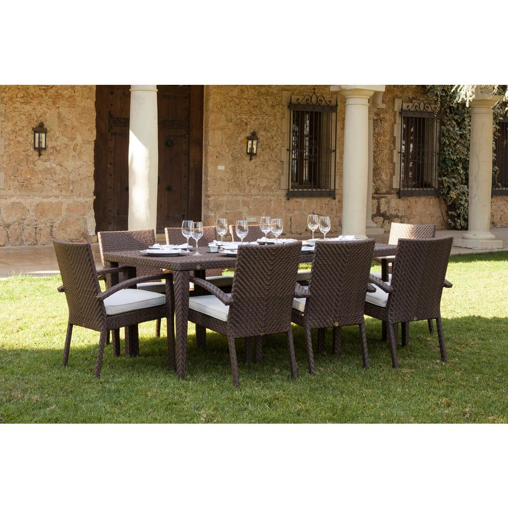 Soho Brown 9-Piece Wicker Outdoor Dining Set with Off ...