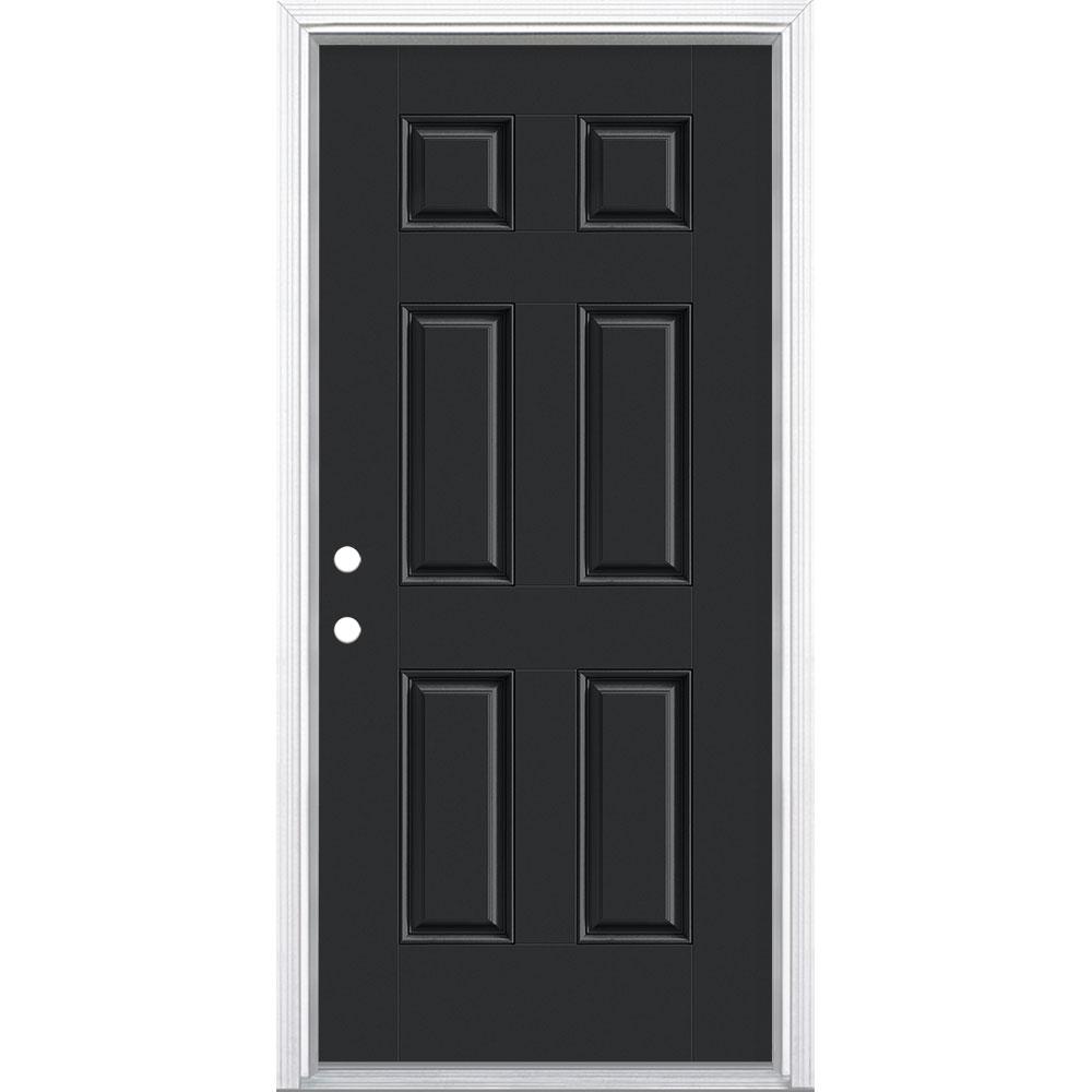 Masonite 36 In X 80 In 6 Panel Jet Black Right Hand Inswing