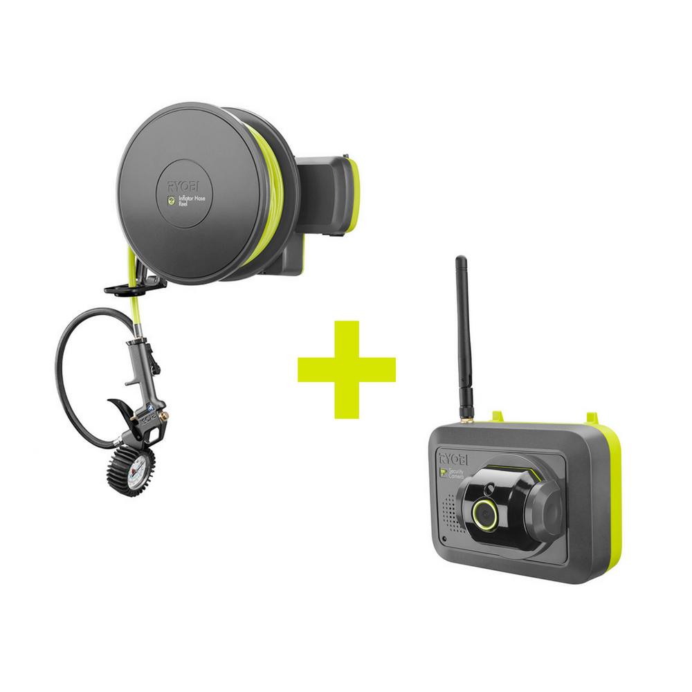 Ryobi Garage Security Camera with High Pressure Air Inflator Accessory by Ryobi