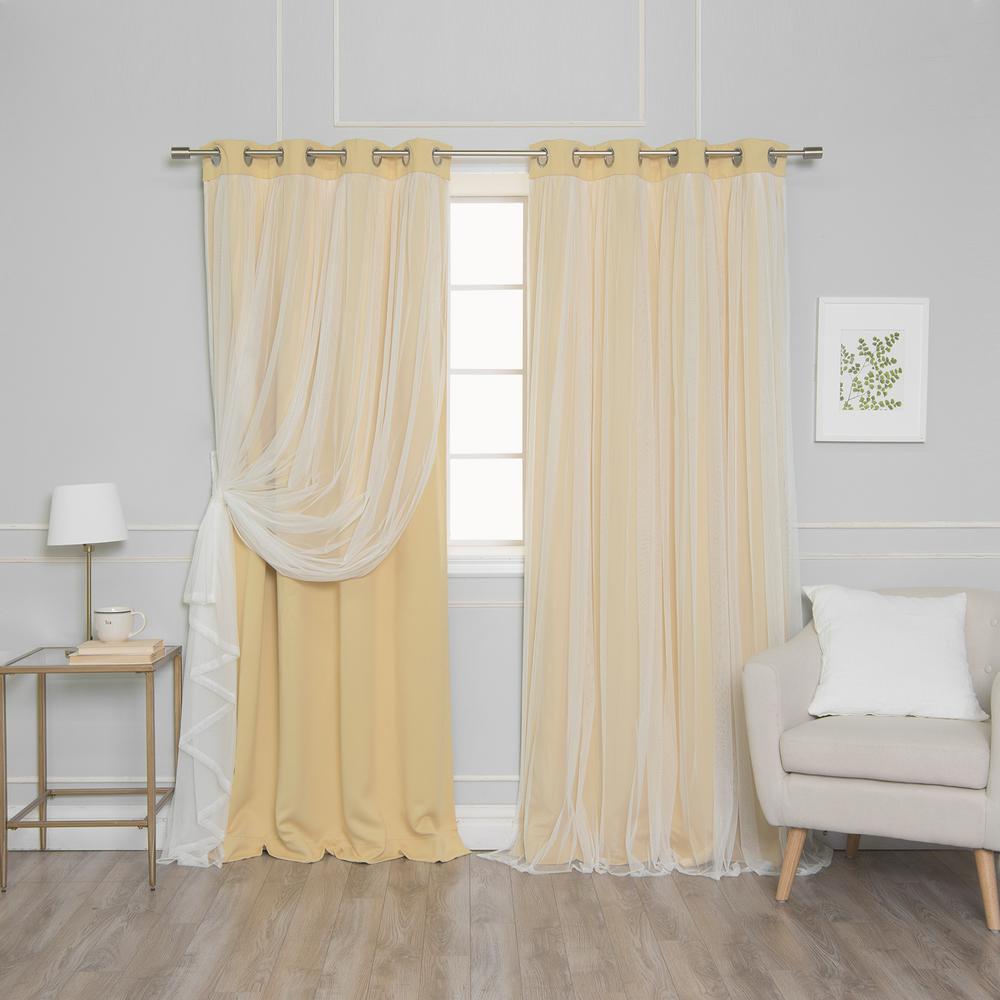 Best Home Fashion 84 In L Marry Me Lace Overlay Blackout Curtain L Marry Me Lace Overlay Blackout Curtain Panel In Sunlight