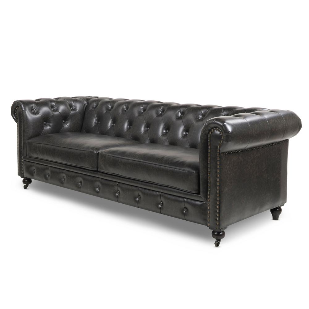 Jennifer Taylor Home Winston Leather Tufted Chesterfield Sofa