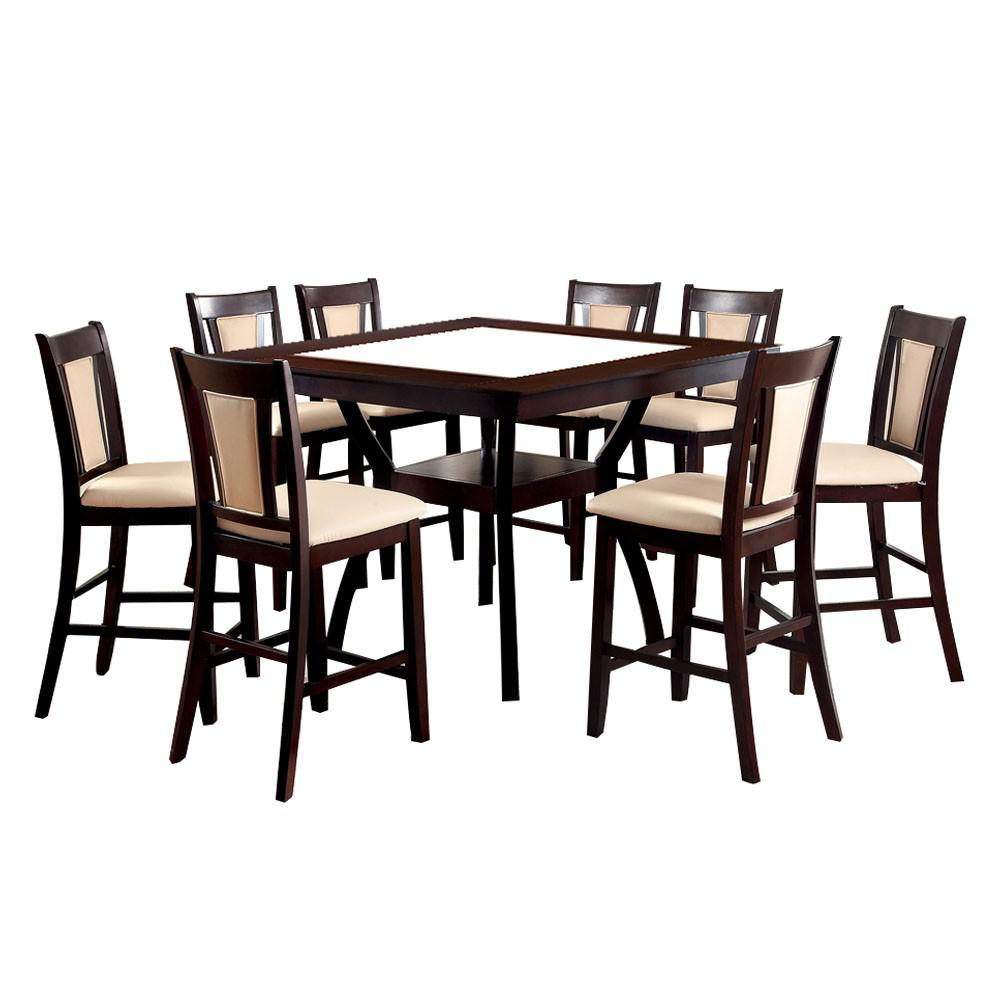 William S Home Furnishing Brent Ii 9 Piece Dining Table Set In Dark Cherry Ivory Finish Cm3984pt 9pc The Home Depot