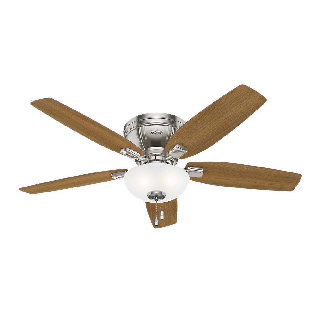 Hunter Oberlin 52 In Led Indoor Brushed Nickel Ceiling Fan 53046