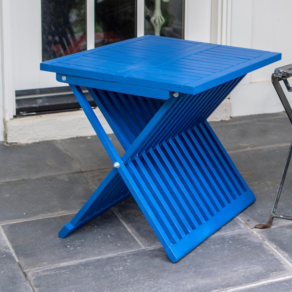 Decor Therapy Brandon Blue Wood Outdoor Side Table-FR8735 ...