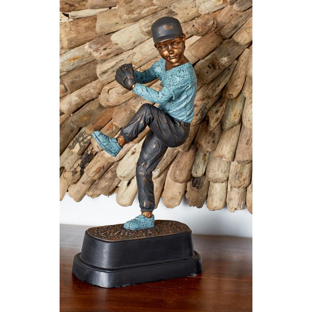 Pitching Baseball Player Polystone Sculpture