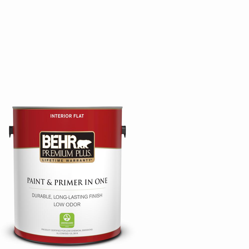Behr Premium Plus 1 Gal Ultra Pure White Flat Low Odor Interior Ultra Pure White Flat Low Odor Interior Paint And Primer In One
