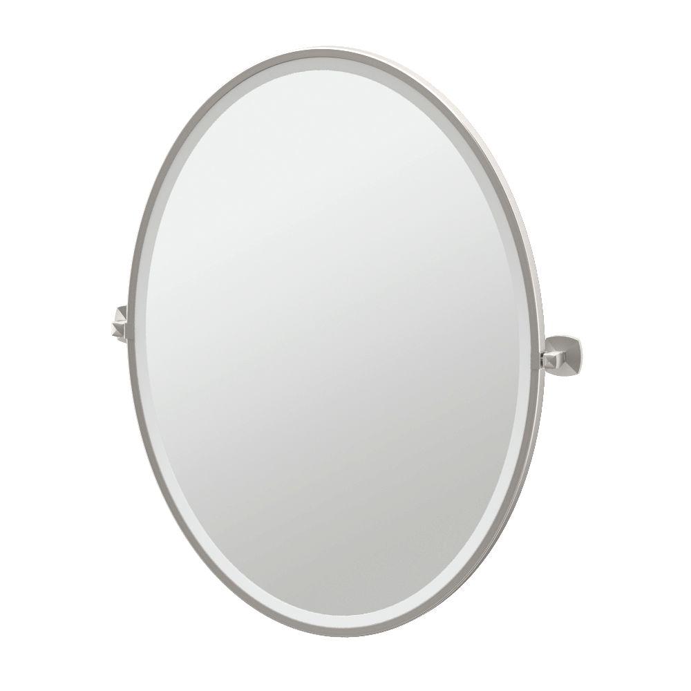 Gatco Jewel 28 In X 33 Framed Single Large Oval Mirror Satin Framed Single Large Oval Mirror In Satin