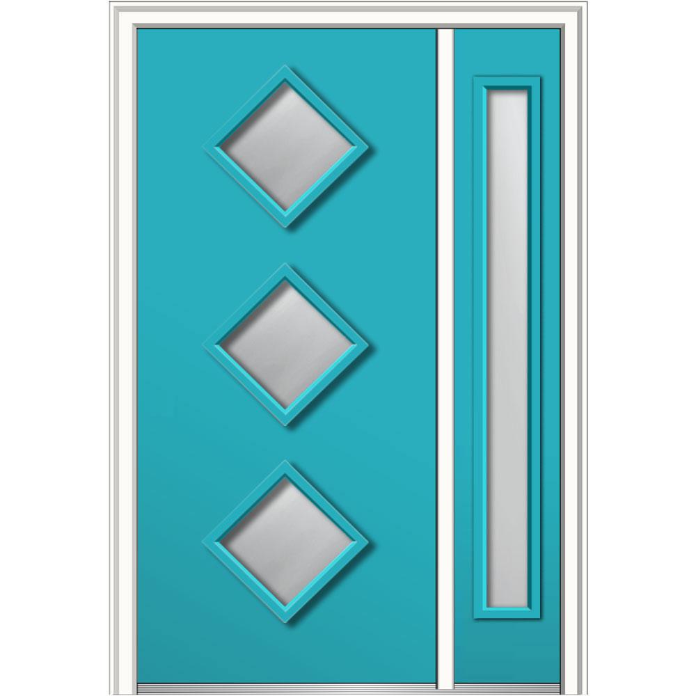 Mmi Door 50 In X 80 In Frosted Glass Right Hand 3 Lite Diamond