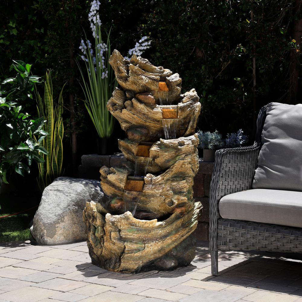 53 Inch Tall Brown Alpine Corporation TZL134 5-Tier Water Fall Fountain