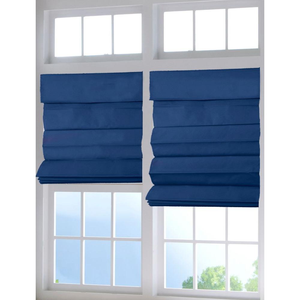 Roman Shades The Home Depot Deep Blue Cordless Fabric Roman Shade 35 In W X