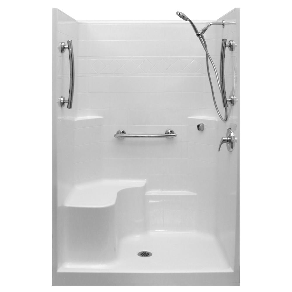 Ella 48 in. x 37 in. x 80 in. 1-Piece Low Threshold Shower Stall in ...