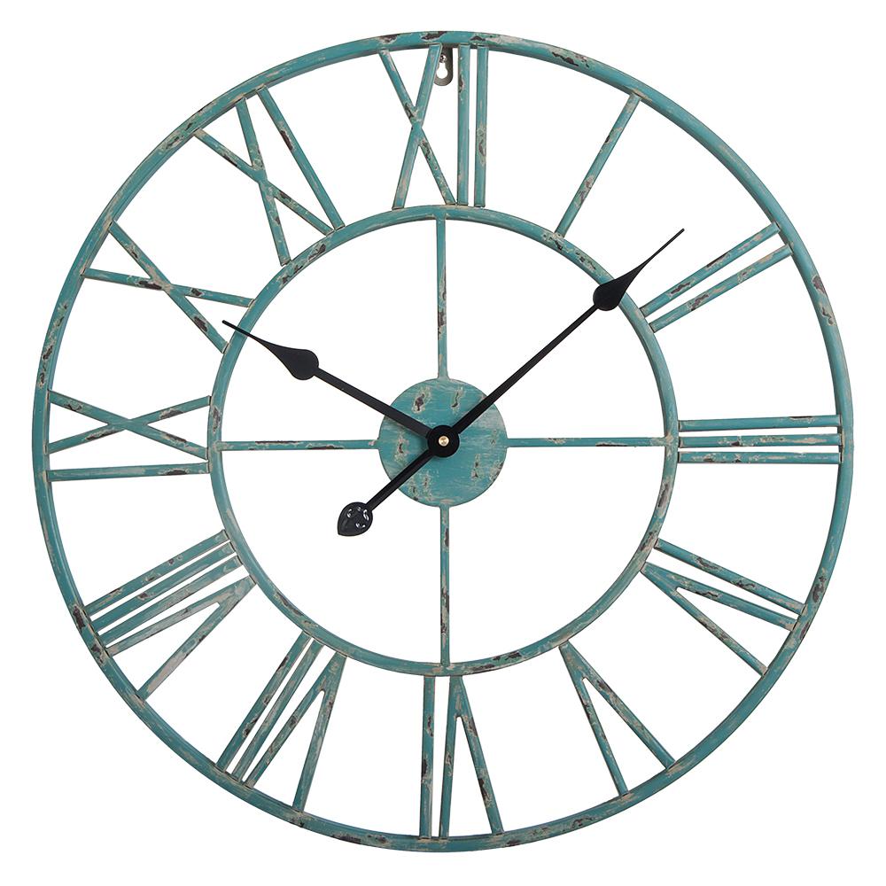 Oversized 23 In Og Clock Blue Wall Clocks Utopia Alley Roman Round Wall Clock Distressed Sea Green 24 Diameter