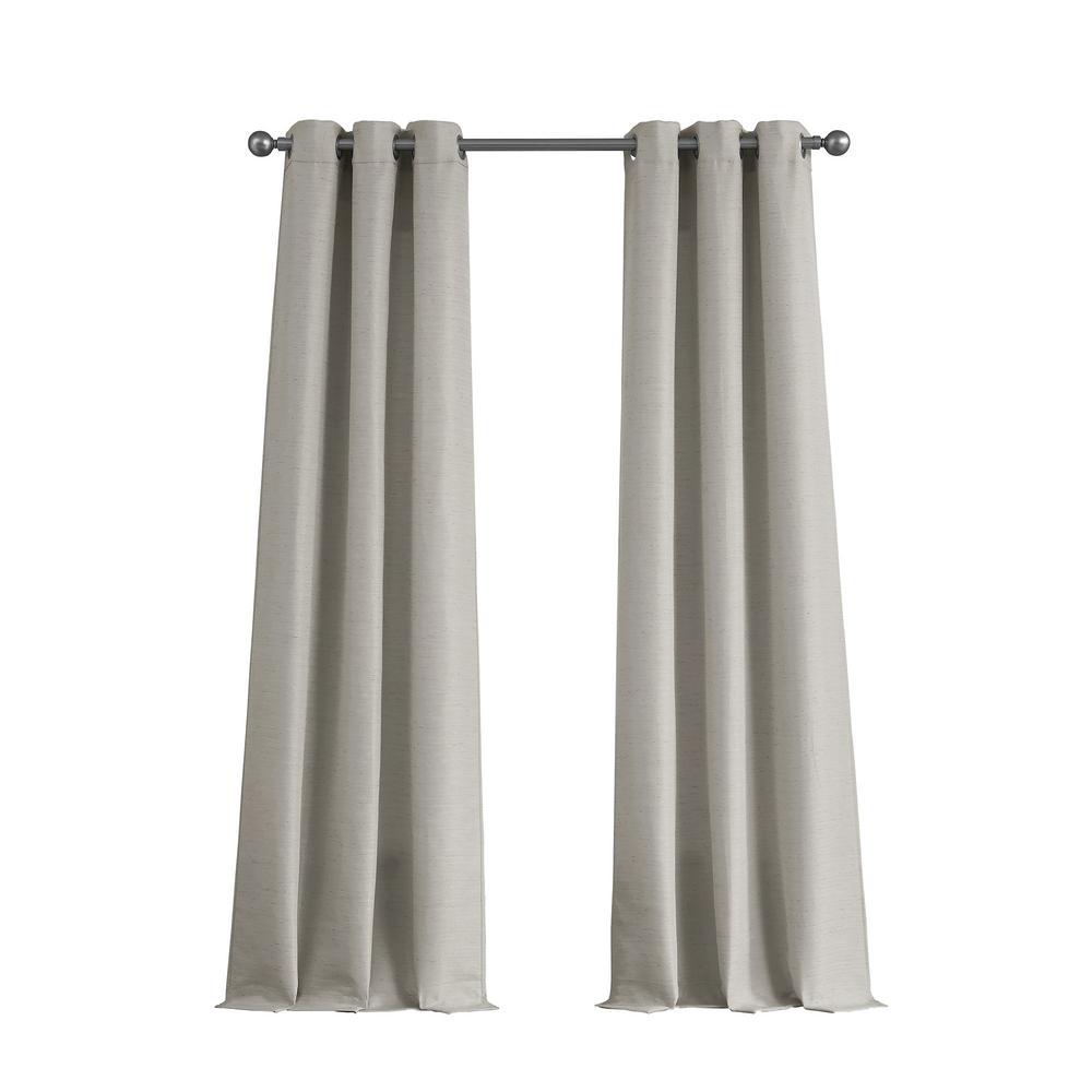 Tribeca Raw Faux Silk Grommet 76 In X 96 Curtain Panel Pair Raw Faux Silk Grommet 76 In X 96 Curtain Panel Pair Light Grey