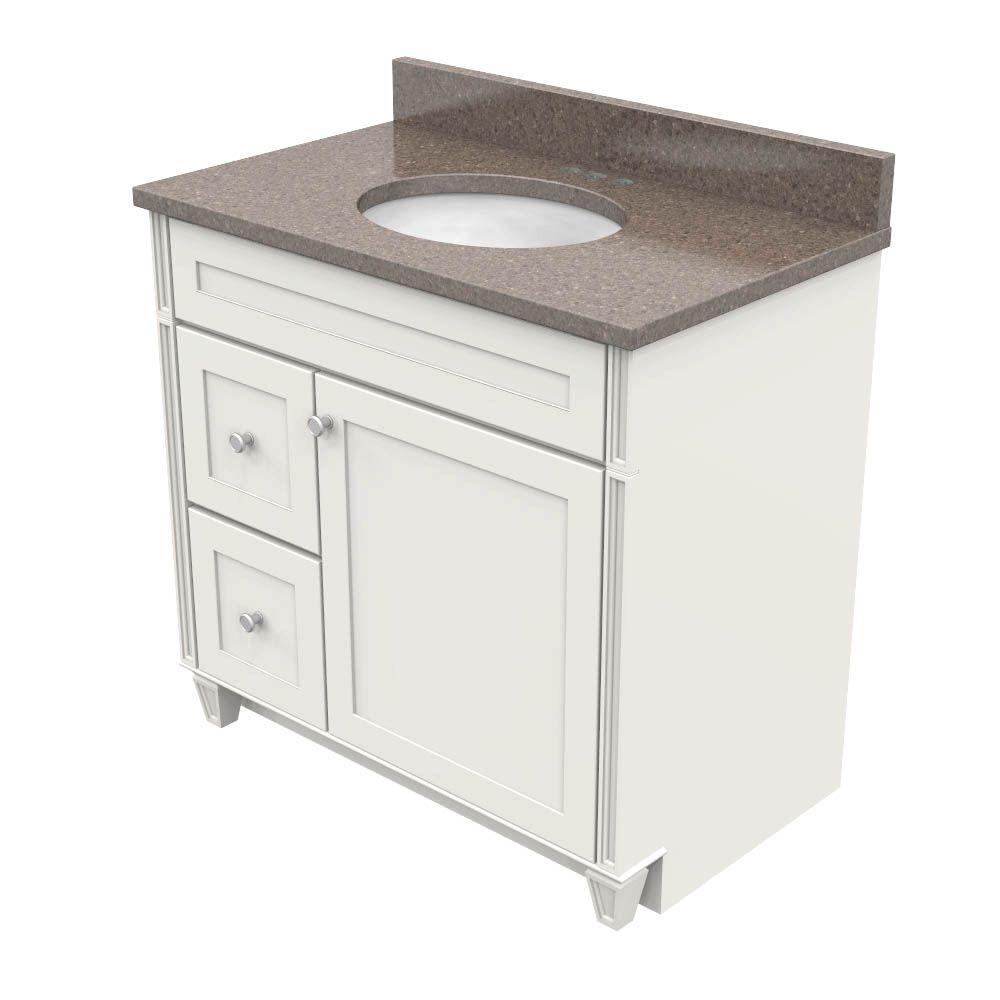 vanity in dove white with natural quartz vanity top in obsidian and white - Bathroom Cabinets Kraftmaid vanity in dove white with natural quartz vanity top in obsidian and white - Bathroom Cabinets Kraftmaid