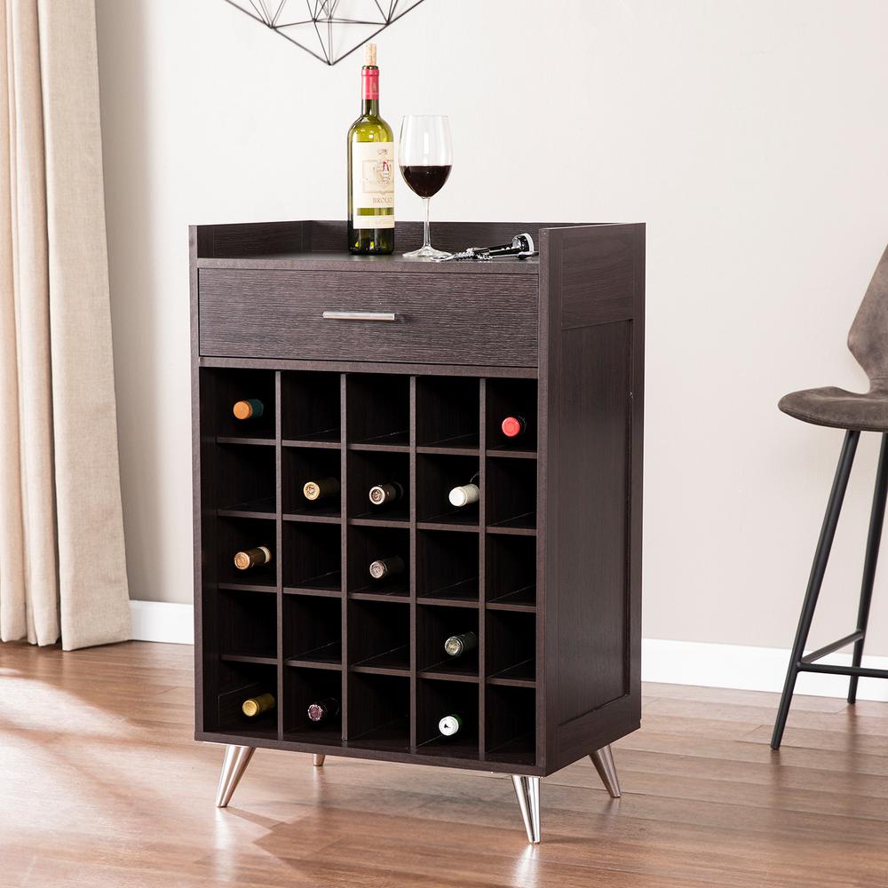 Southern Enterprises Martyna Ebony Wine Storage Cabinet Table