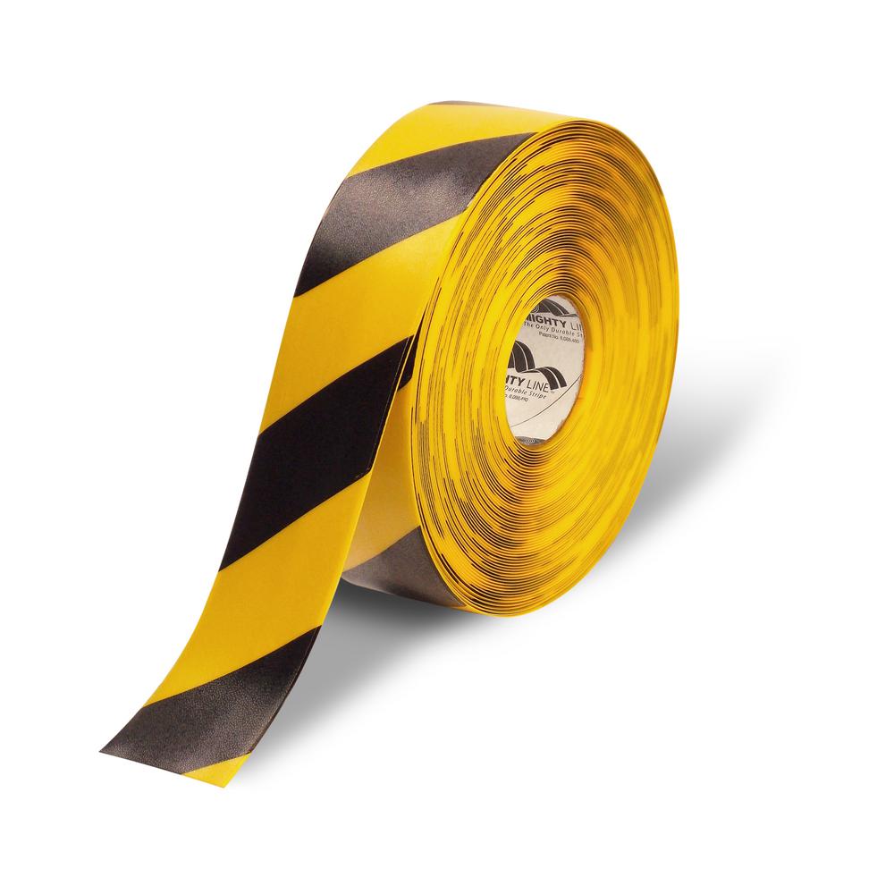 Mighty Line 3 in. Yellow and Black Diagonal Heavy-Duty Floor Tape 100 ...