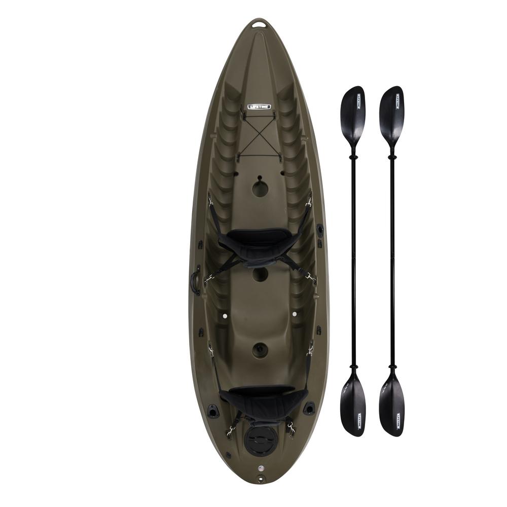 Lifetime OD Green Sport Fisher Kayak with Paddles and Backrest90121