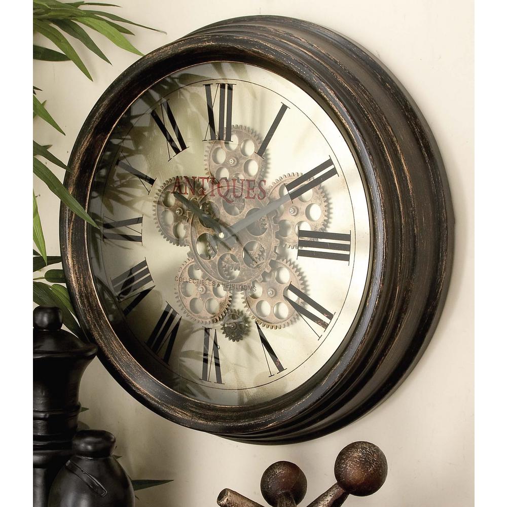 Litton Lane 18 In Vintage Gear Wall Clock 66974 The Home Depot