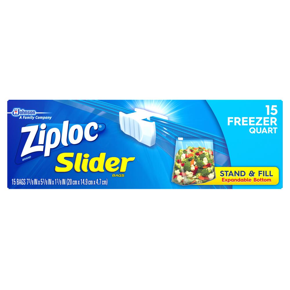Ziploc 7 In Quart Plastic Slider Freezer Bag 15 12 Pack 02256 Quart Plastic Slider Freezer Bag 15 12 Pack
