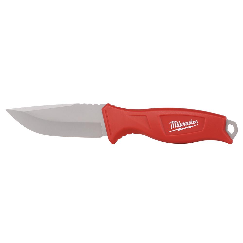 MILWAUKEE Fixed Blade Knife 4 in. Stainless Steel Sharper Cutting Tool