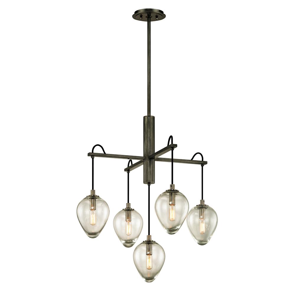 Troy Lighting Brixton 5 Light Metal 26 In W Pendant With Clear Troy Lighting Brixton 5 Light Metal 26 In W Pendant With Clear Glass