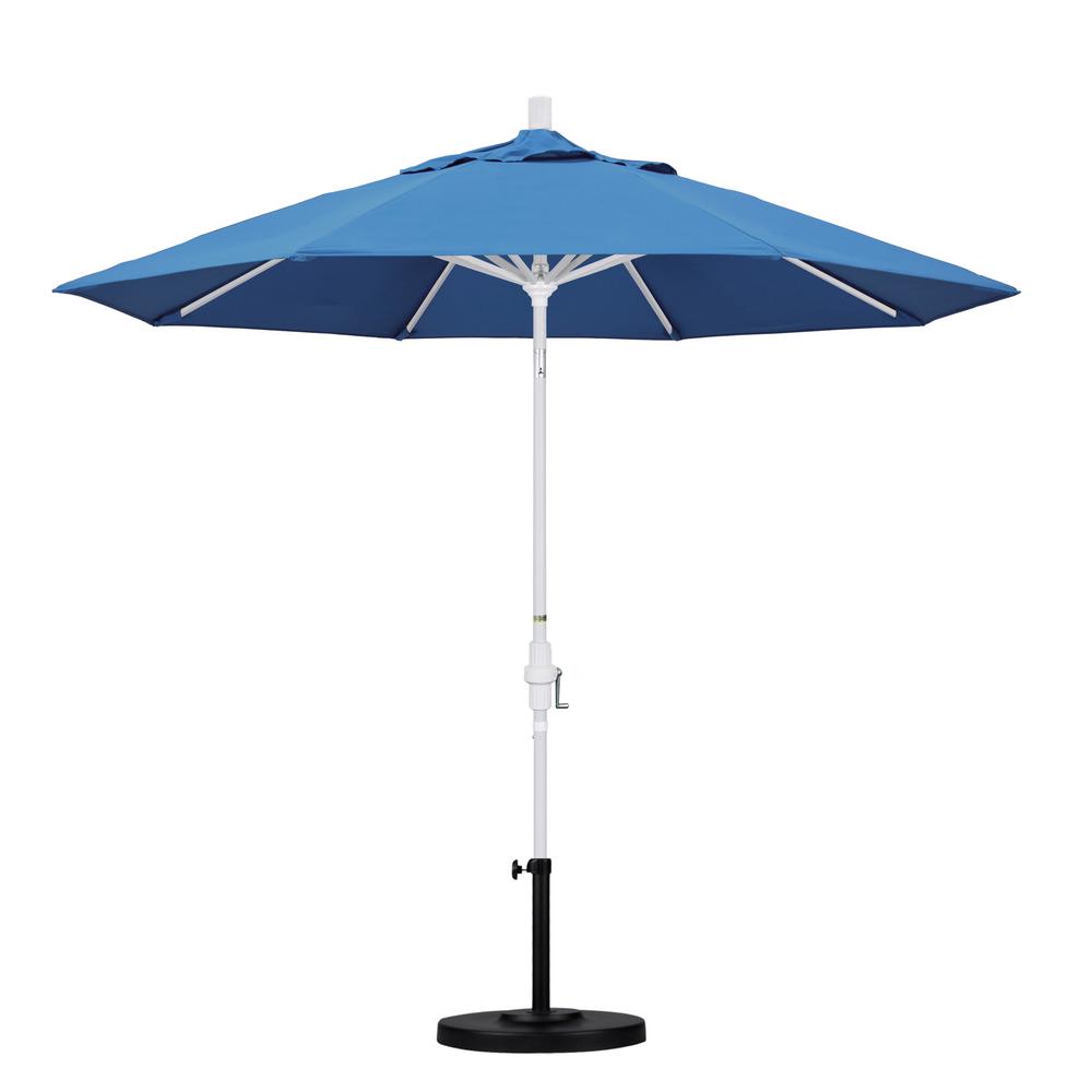 California Umbrella 9 ft. Aluminum Collar Tilt Patio Umbrella in Capri ...