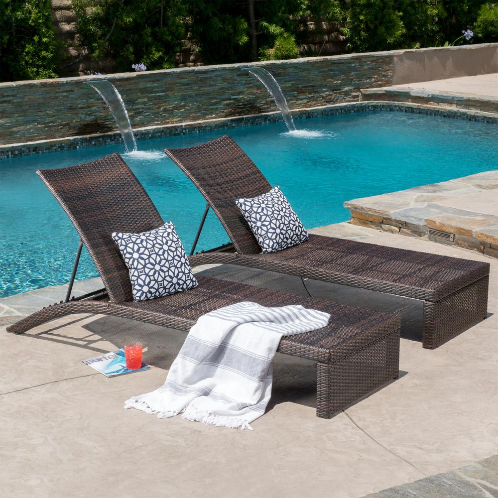 Le House Lani Multi Brown 2 Piece Wicker Outdoor Chaise Lounge Le House Lani Multi Brown 2 Piece Wicker Outdoor Chaise Lounge
