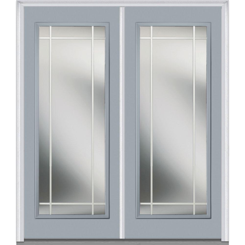 Mmi Door 72 In X 80 In Prairie Internal Muntins Right Hand Inswing Full Lite Clear Glass