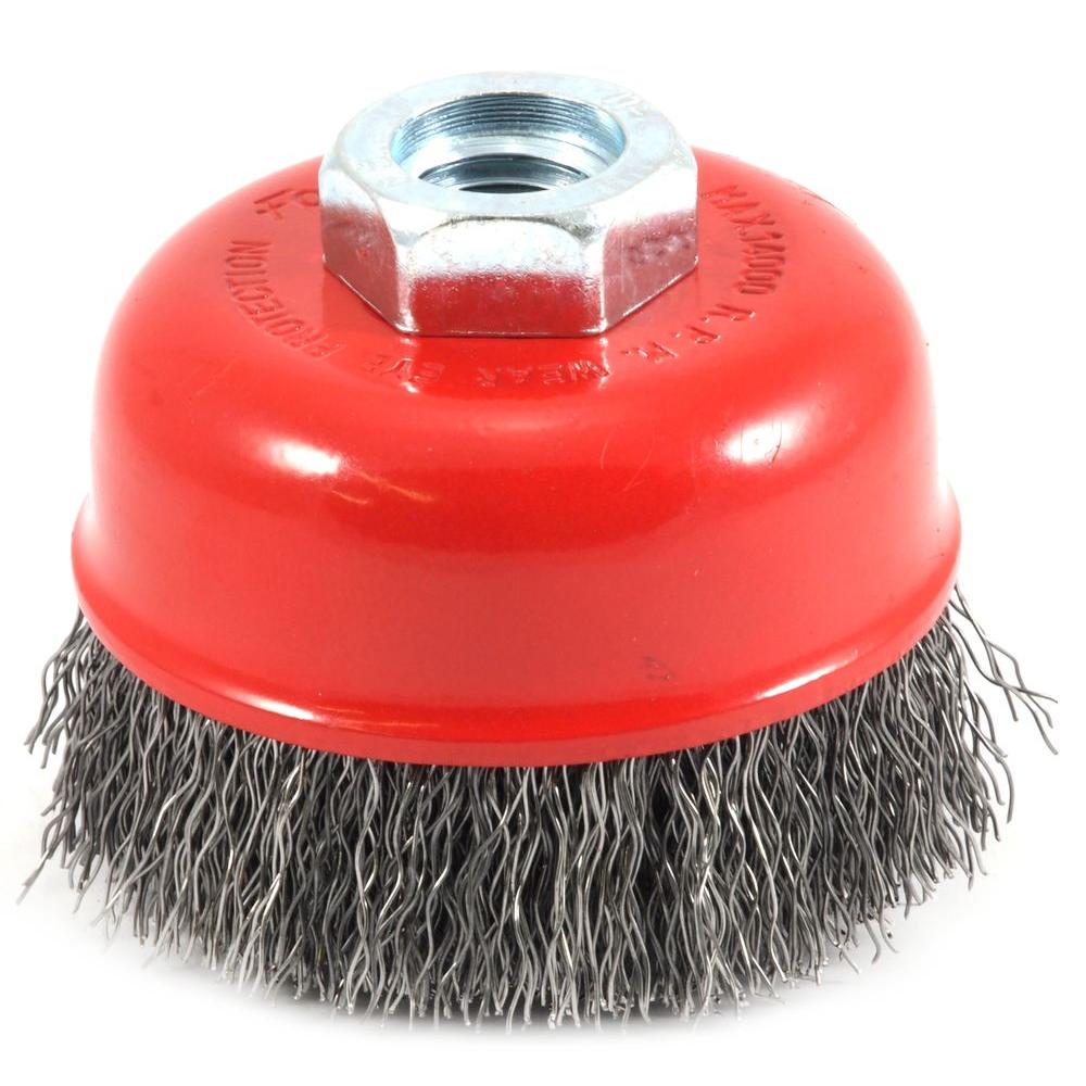 Forney 2-3/4 inch x 5/8 in.-11 Threaded Arbor Coarse Crimped Wire Cup Brush by Forney