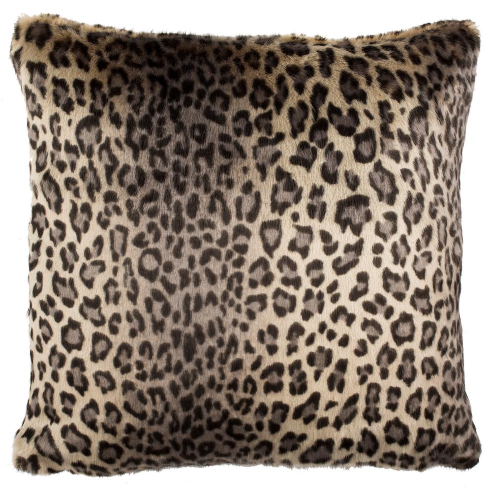 Safavieh Faux Black Leopard Faux Plush Fur PillowPLS722A2020 The