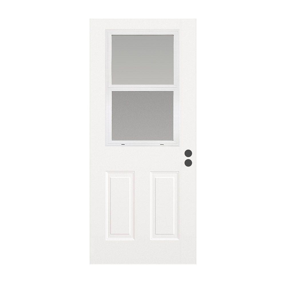 JELDWEN 32 in. x 79 in. Venting 1/2 Lite Primed Steel Front Door Slab