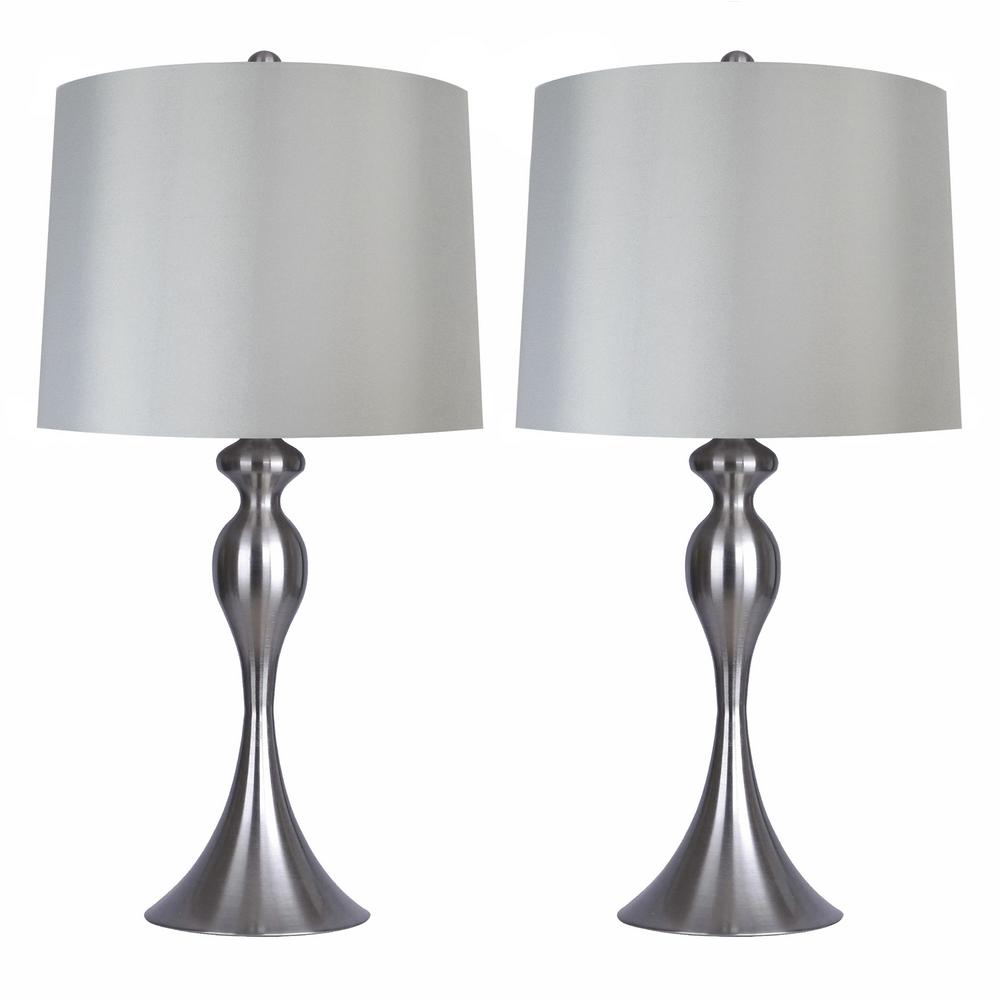GRANDVIEW GALLERY 27 in. Curvy Brushed Nickel Table Lamp with Light