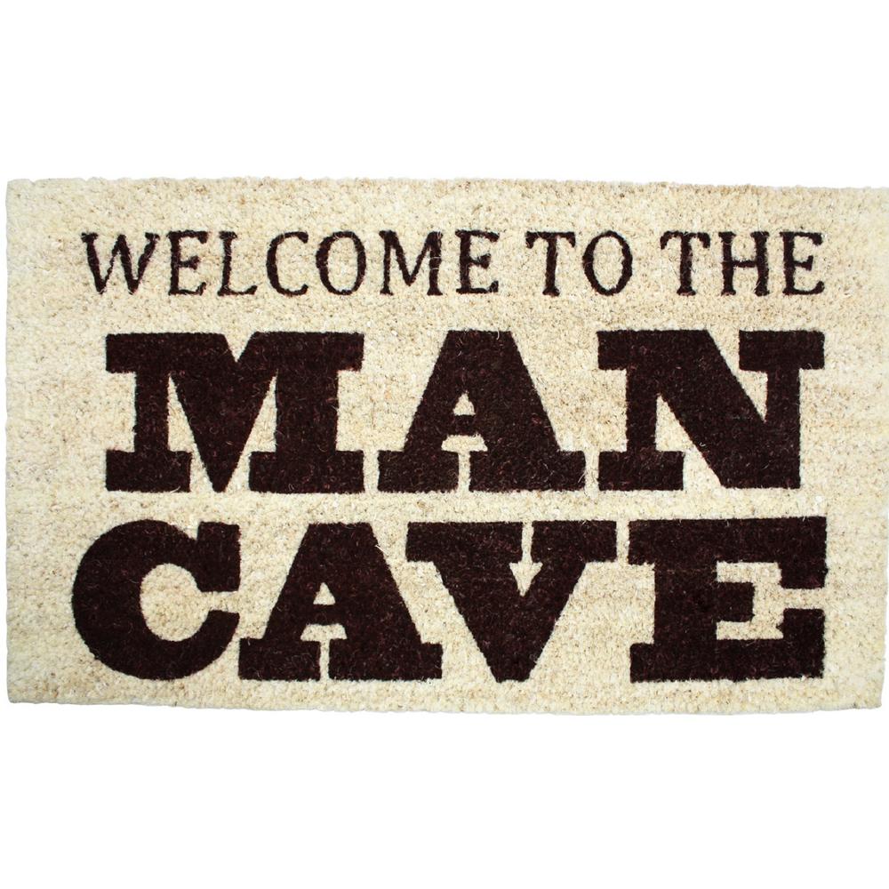 J And M Home Fashions 18 In X 30 In Welcome To The Man Cave Vinyl Back Coco Door Mat