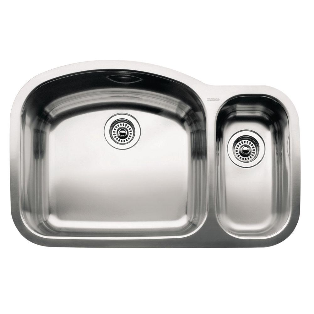 Blanco Wave Undermount Stainless Steel 32 In 75 25 Double Bowl Kitchen Sink