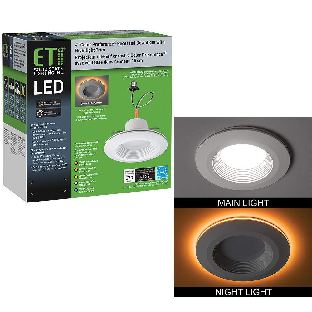 ETi 6 in. Selectable CCT Integrated LED Recessed Light Trim with Night