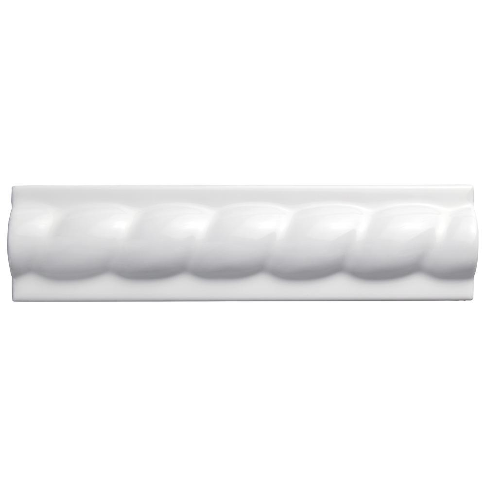 Merola Tile Trenza Grand Blanco Moldura 2 In X 7 8 Ceramic Trenza Grand Blanco Moldura 2 In X 7 8 Ceramic Rope Wall Trim Tile