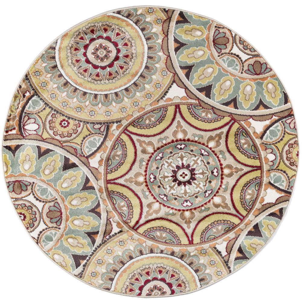 Tayse Rugs Deco Multi 5 Ft Transitional Round Area Rug