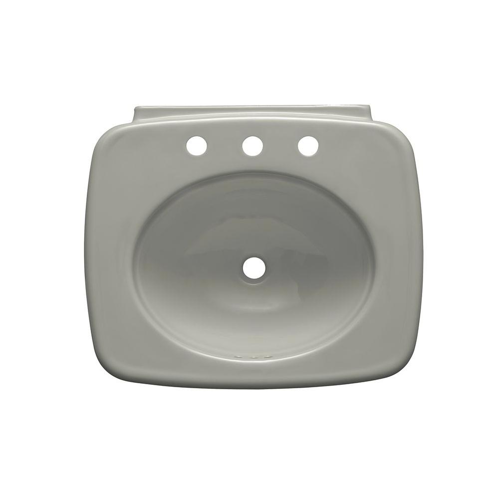 Kohler Bancroft 5 In Vitreous China Pedestal Sink Basin Ice Grey Kohler Bancroft 5 In Vitreous China Pedestal Sink Basin Ice Grey With Overflow Drain