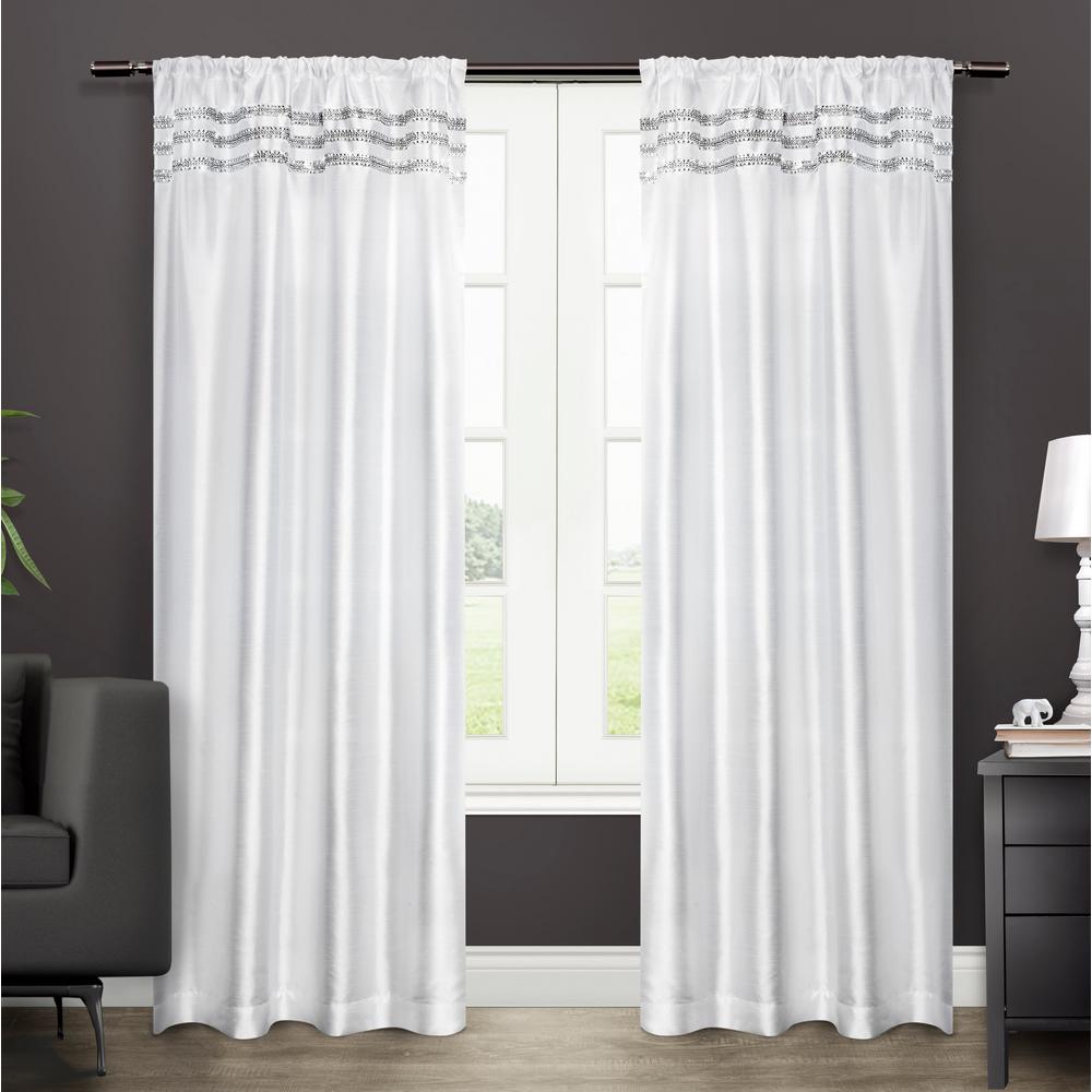 Bling Winter White Rod Pocket Top Window Curtain Eh7940 01 2 96r Bling Winter White Rod Pocket Top Window Curtain