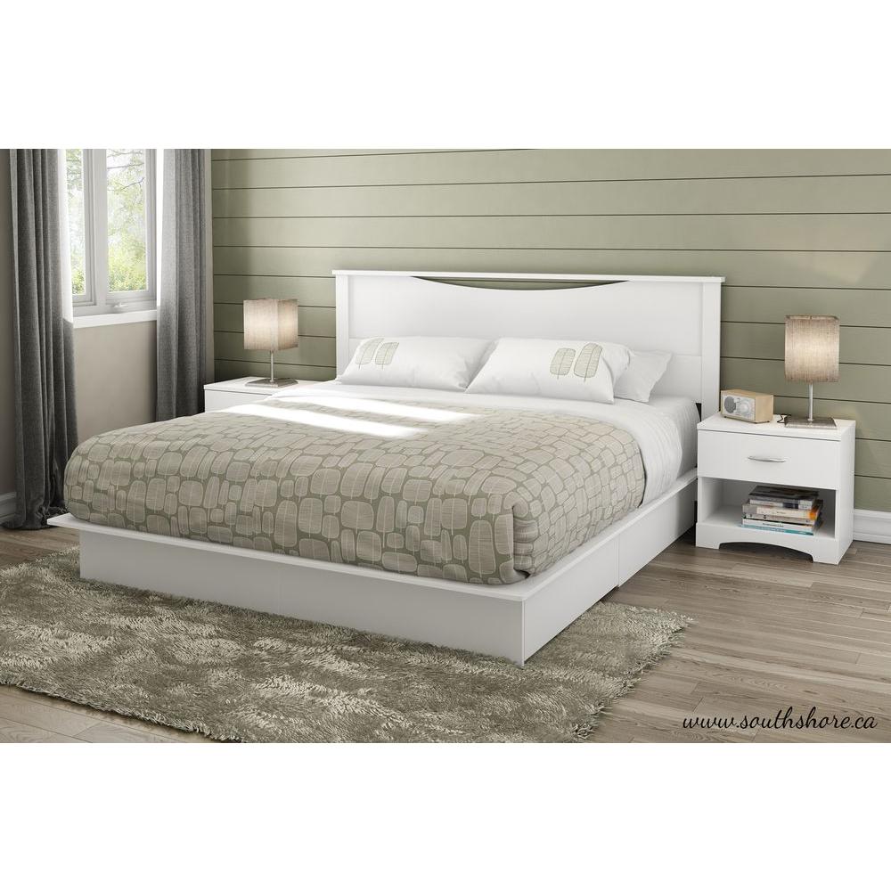 South Shore Step One 2 Drawer King Size Platform Bed in Pure White 