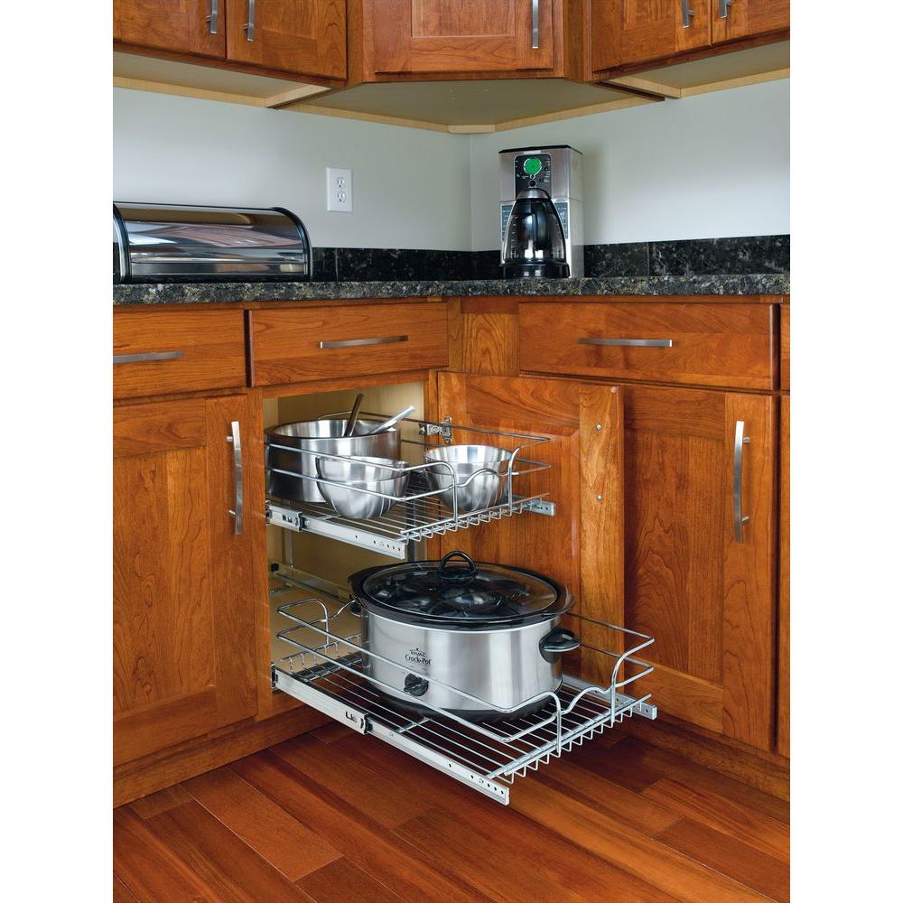 RevAShelf 19 in. H x 14.75 in. W x 22 in. D Base Cabinet PullOut Chrome 2Tier Wire Basket 