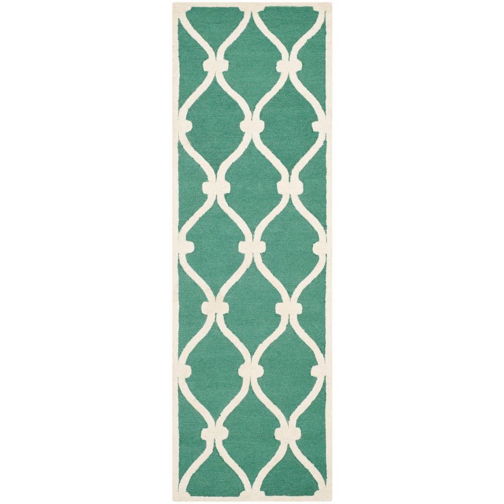 Safavieh Cambridge Teal/Ivory 2 ft. 6 in. x 12 ft. RunnerCAM710T212