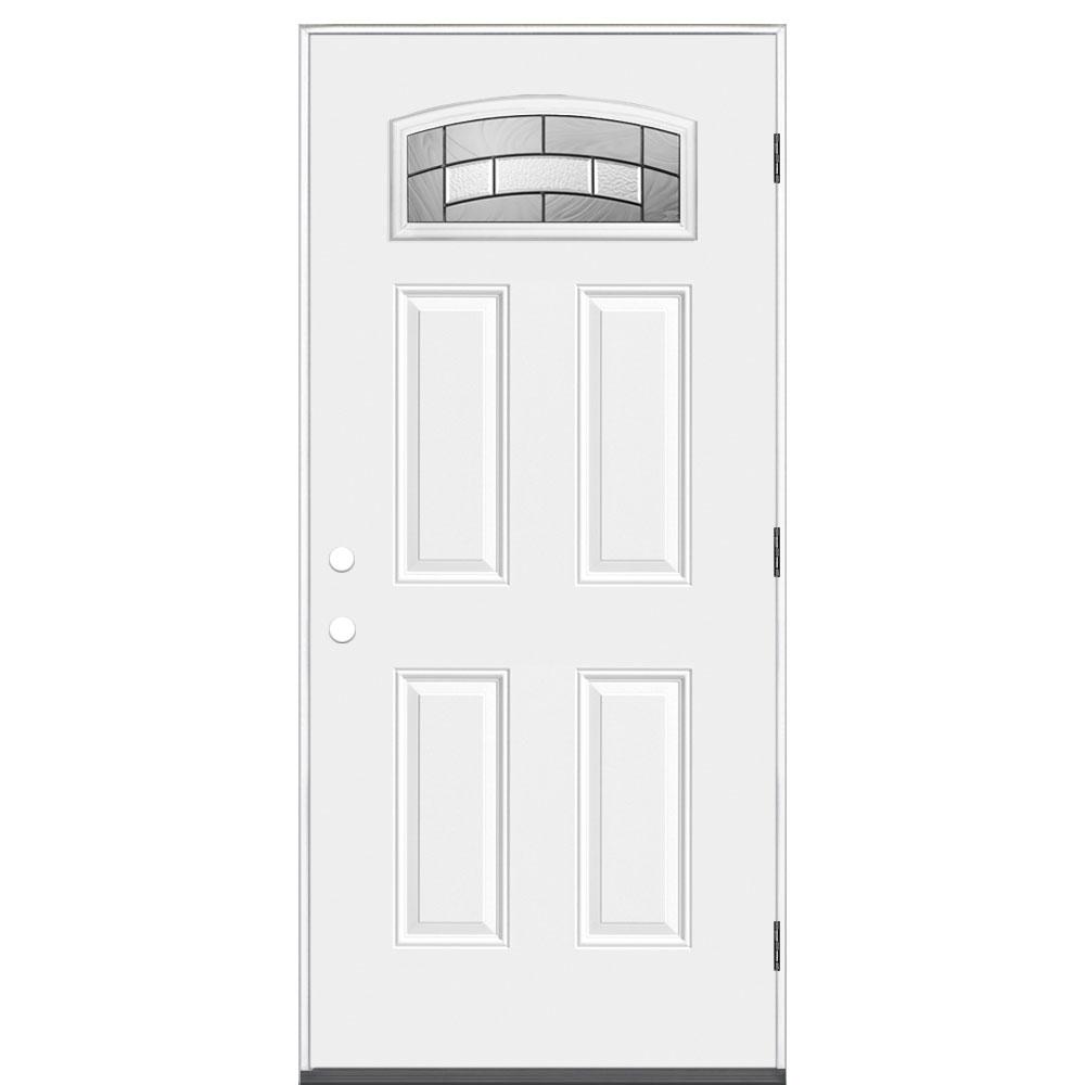 Masonite 36 In X 80 Croxley Camber Fan Lite Left Hand Outswing Croxley Camber Fan Lite Left Hand Outswing Primed Impact Steel Prehung Front Door No Brickmold